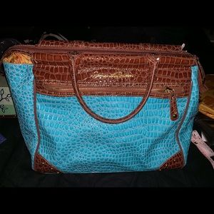 Samantha Brown Luggage Set in Aqua/Brown